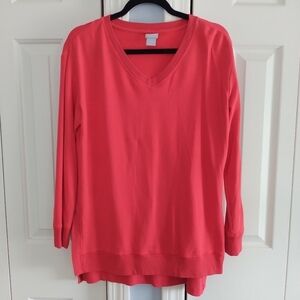 Chico's Zenergy Red V Neck Pullover Sweater sz 8-10